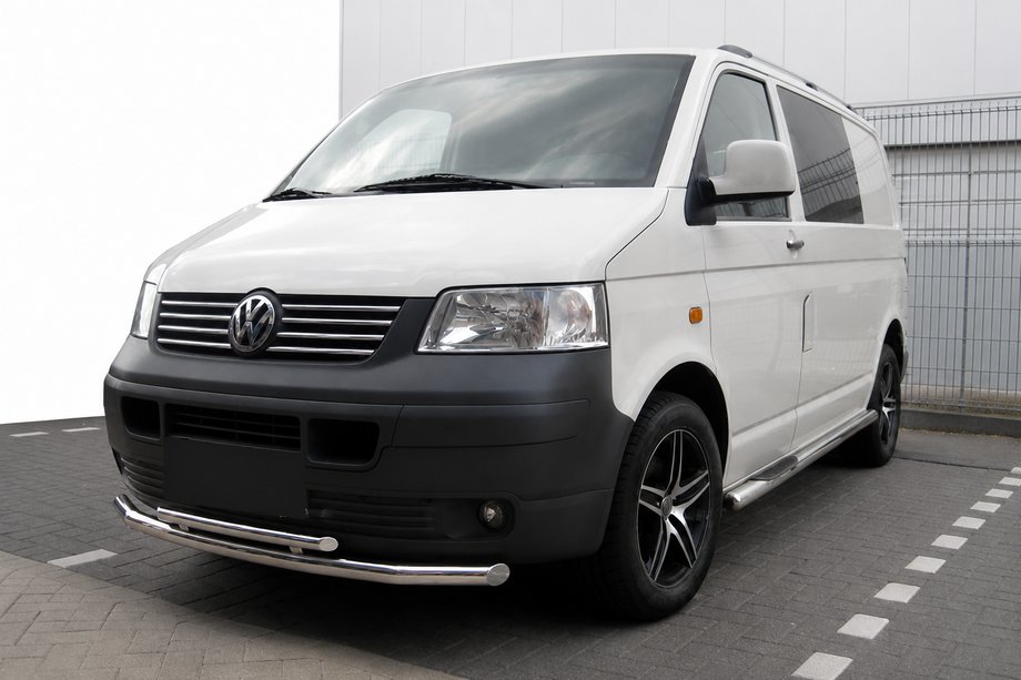 Volkswagen T5 Transporter 2003-2010 гг. Передняя защита ST014 (нержавейка) 60 x 60мм Фото 1