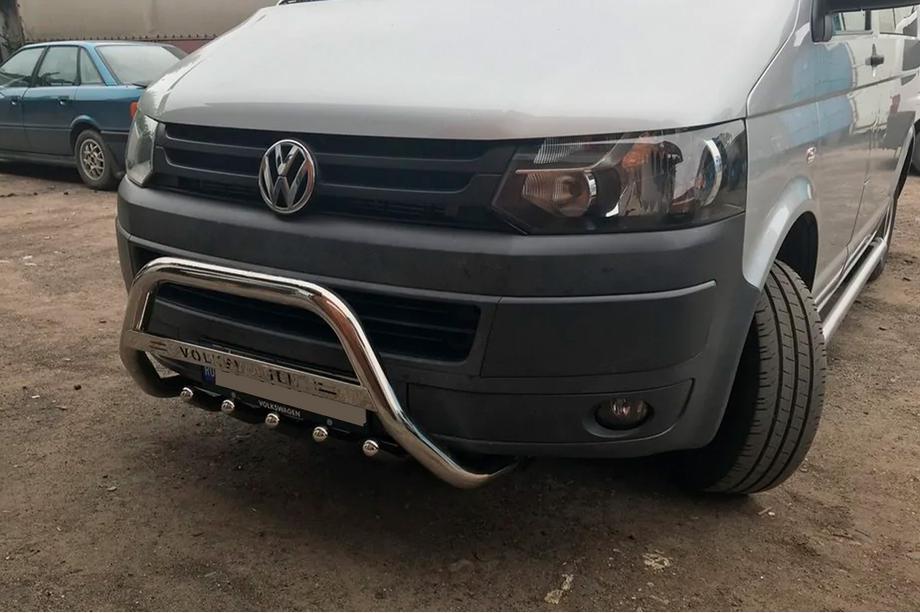Volkswagen T5 2010-2015 гг. Кенгурятник WT003 (нержавейка) 60 мм, без надписи Фото 8