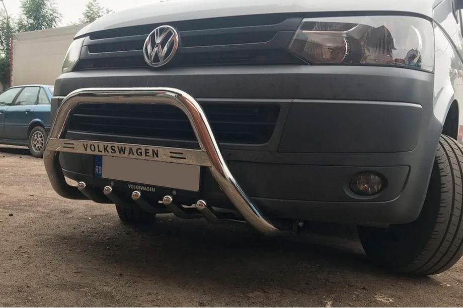 Volkswagen T5 2010-2015 гг. Кенгурятник WT003 (нержавейка) 60 мм, без надписи Фото 6