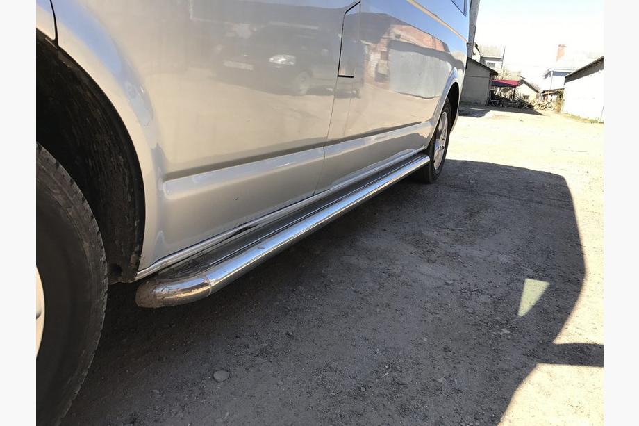Volkswagen T5 2010-2015 гг. Боковые Подножки Premium (2 шт., Нержавейка) 60 мм, длинная база Фото 4
