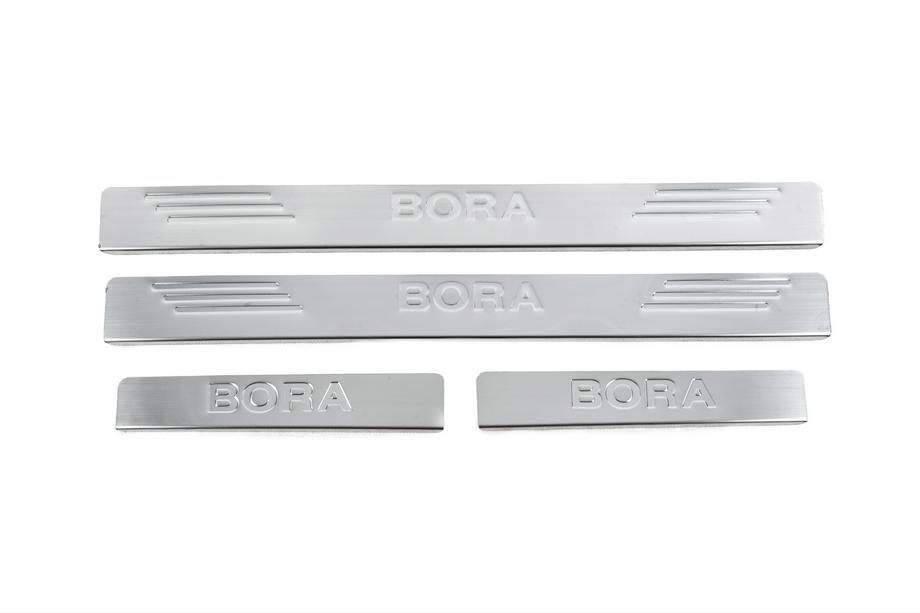 Volkswagen Bora 1998-2004 гг. Накладки на пороги OmsaLine (4 шт, нержавейка) Image