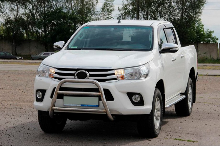 Toyota Hilux 2015- гг. Передняя защита WT023 (нержавейка) Фото 1