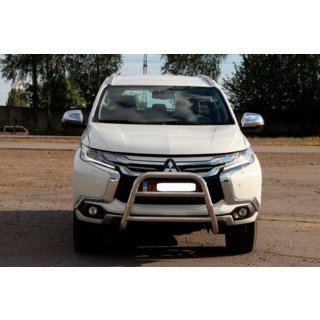 Передняя защита WT022 Нержавейка Mitsubishi Pajero Sport 2015- гг. фото 2
