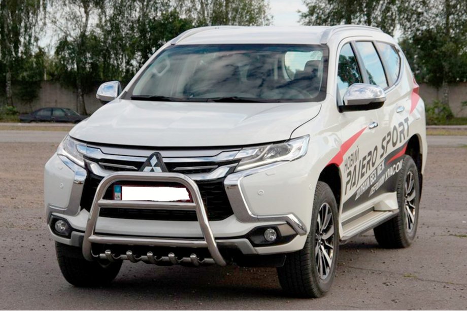 Mitsubishi Pajero Sport 2015- гг. Передняя защита WT008 (нержавейка) Фото 3