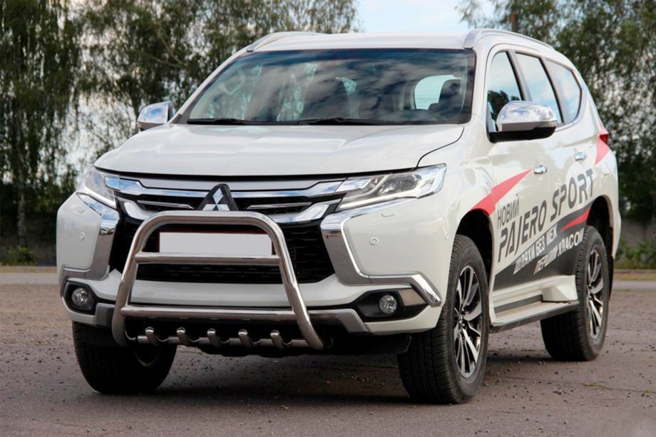 Mitsubishi Pajero Sport 2015- гг. Передняя защита WT008 (нержавейка) Фото 4