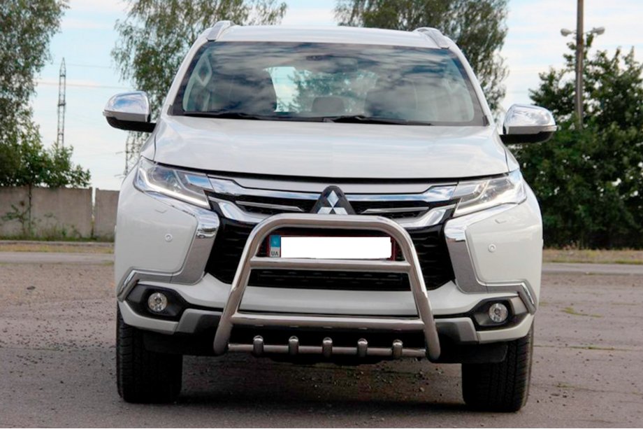 Mitsubishi Pajero Sport 2015- гг. Передняя защита WT008 (нержавейка) Фото 5