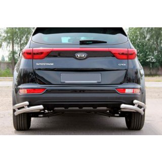 Задняя защита двойные углы AK003 Двойной (нерж) Kia Sportage 2015-2021 гг. фото 1