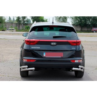 Задняя защита двойные углы AK003 Двойной (нерж) Kia Sportage 2015-2021 гг. фото 3