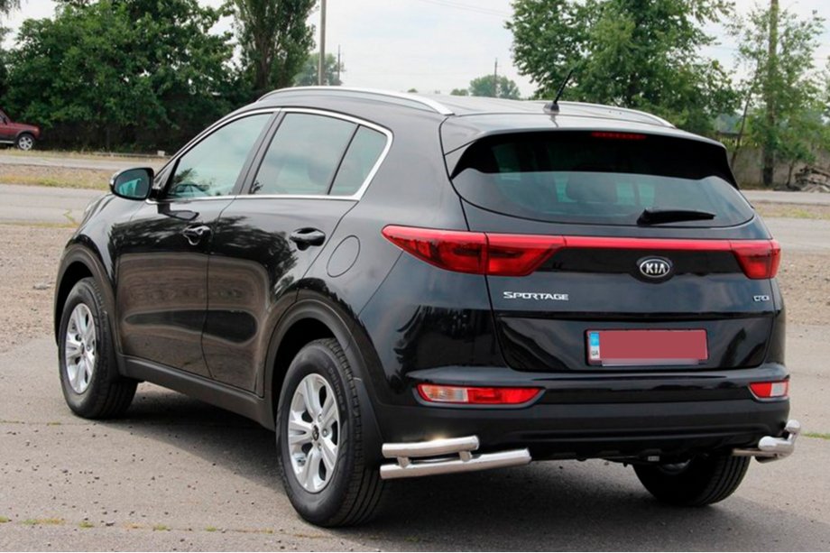 Kia Sportage 2015-2021 гг. Задняя защита двойные углы AK003 Двойной (нерж) Фото 4