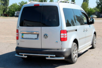 Volkswagen Caddy 2010-2015 гг. Задняя дуга AK003-2 (2 шт., нержавейка) фото 2