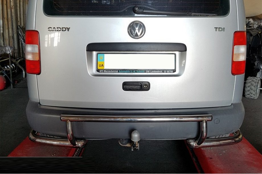 Volkswagen Caddy 2010-2015 гг. Задняя дуга AK003-3 (2 шт., нержавейка) Фото 2