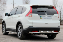 Honda CRV 2012-2016 гг. Задняя дуга AK002-двойная (нержавейка) фото 3