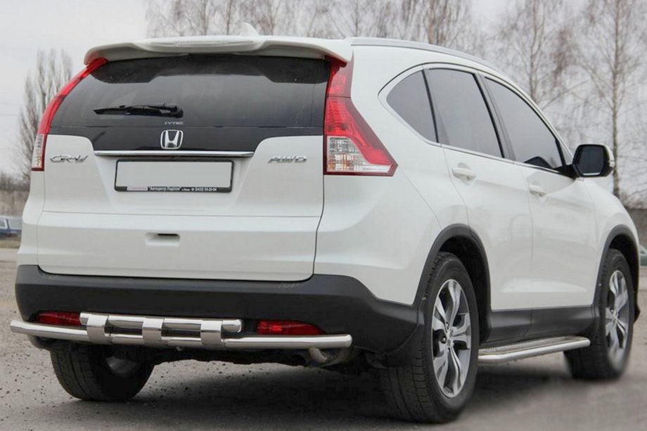 Honda CRV 2012-2016 гг. Задняя дуга AK002-двойная (нержавейка) Image