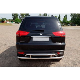 Задняя защита AK002-2 (2 шт, нерж сталь) Mitsubishi Pajero Sport 2008-2015 гг. фото 2
