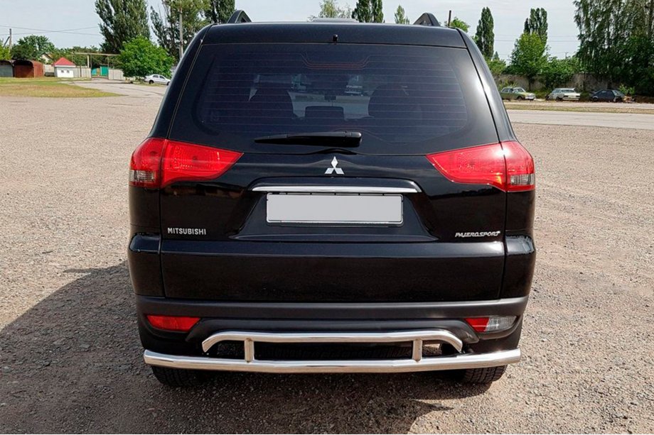Mitsubishi Pajero Sport 2008-2015 гг. Задняя защита AK002-2 (2 шт, нерж сталь) Фото 2