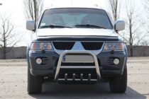 Mitsubishi Pajero Sport 1996-2007 гг. Кенгурятник QT006 (нержавейка) фото 2
