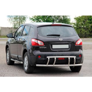 Задняя дуга AK011 (нержавейка) Nissan Qashqai 2007-2010 гг. фото 1