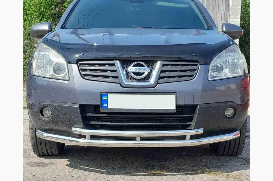 Nissan Qashqai 2007-2010 гг. Передняя двойная дуга ST014 (нержавейка) 60/42 мм Фото 1