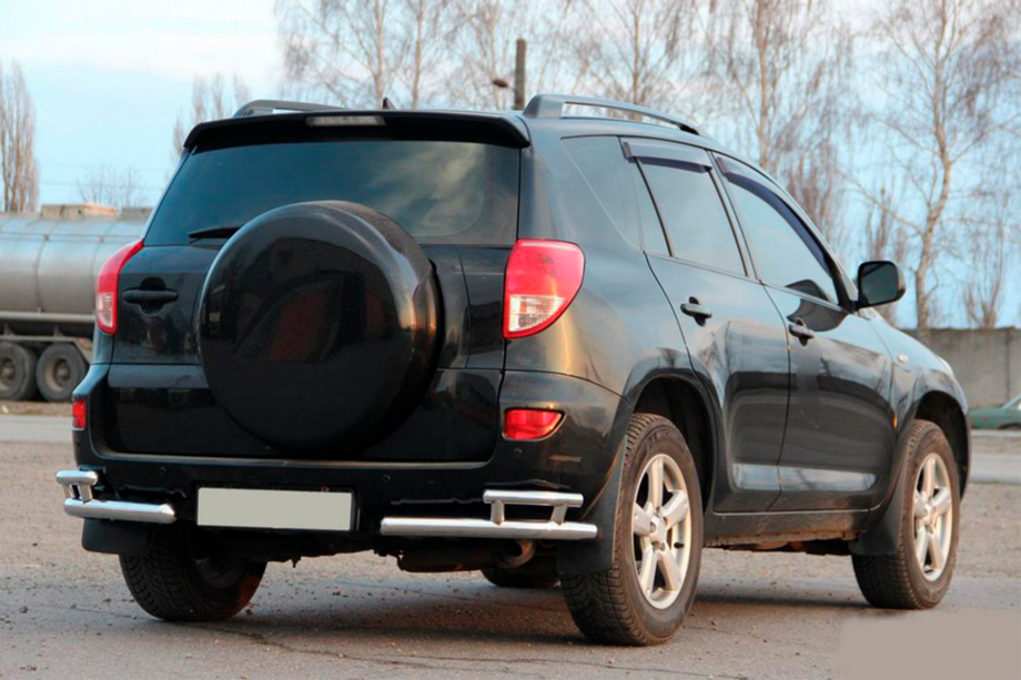 Toyota Rav 4 2006-2013 гг. Задние уголки AK003-Double (2 шт., нержавейка) Image