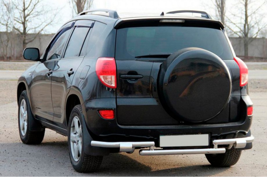 Toyota Rav 4 2006-2013 гг. Задняя защита AK005-2 (2 шт., нержавейка) Фото 1