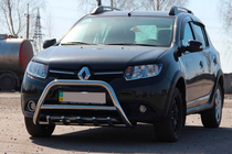 Renault Sandero 2013-2022 гг. Передняя дуга WT003 (нерж. сталь) 60 мм фото 1