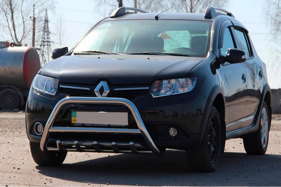 Renault Sandero 2013-2022 гг. Передняя дуга WT003 (нерж. сталь) 60 мм Image
