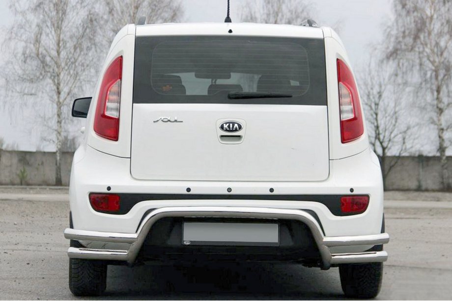 Kia Soul II 2013-2018 гг. Задняя защита AK007-2 (нержавейка) Фото 1