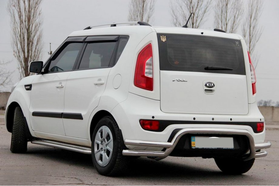 Kia Soul II 2013-2018 гг. Задняя защита AK007-2 (нержавейка) Фото 2