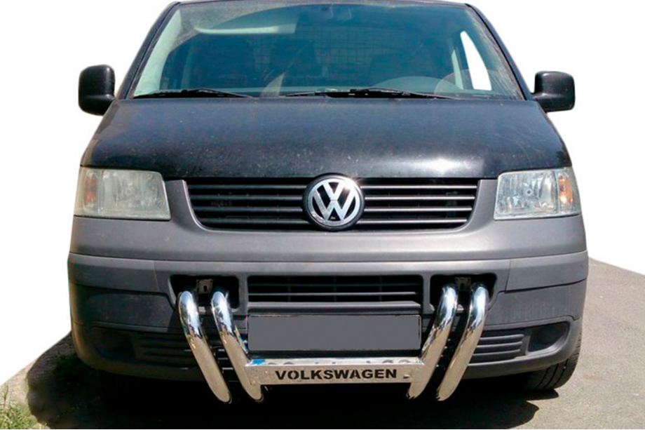 Volkswagen T5 Transporter 2003-2010 гг. Кенгурятник ST006-04 Решетка (Нержавейка) Image