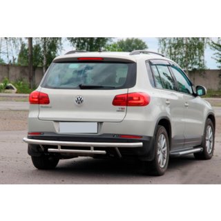 Задняя защита AK002-2 (нерж. сталь) Volkswagen Tiguan 2007-2016 гг. фото 4