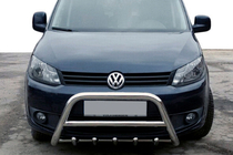Volkswagen Caddy 2010-2015 гг. Защита переднего бампера WT003 (60 мм, нержавейка) фото 1