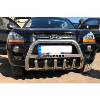 Кенгурятник WT004 (нержавейка) Hyundai Tucson JM 2004- гг. фото 3