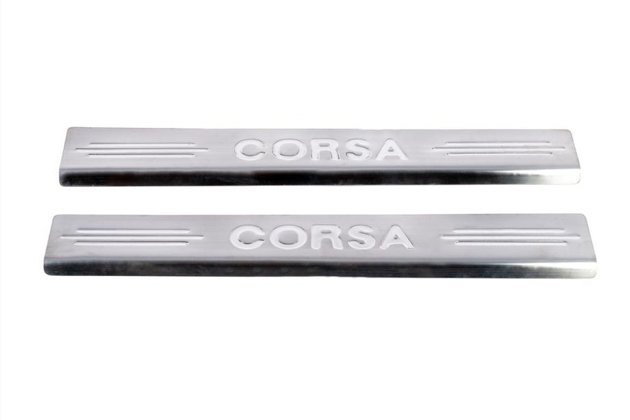Opel Corsa C 2000-2006 гг. Накладки на пороги Carmos V2 (2 шт, нержавейка) Фото 2