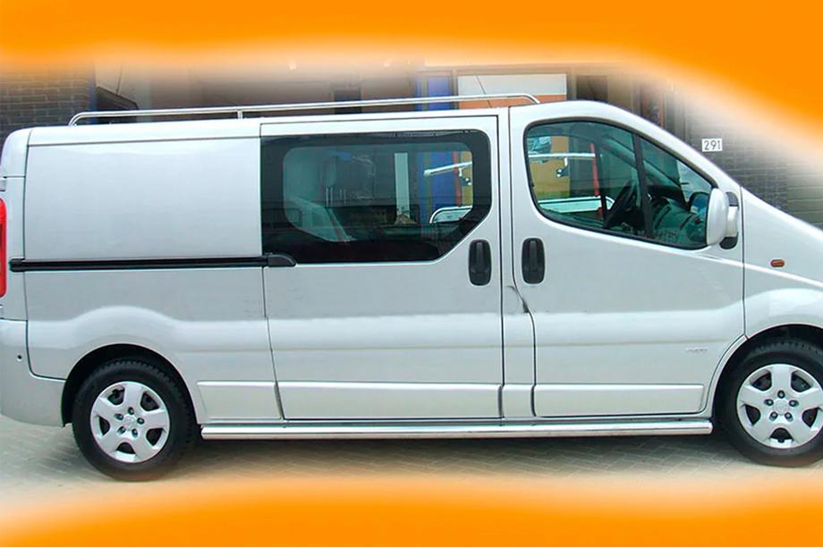 Opel Vivaro 2001–2015 гг. Боковые трубы (2 шт., нержавейка) 70 мм, длинная база Фото 9