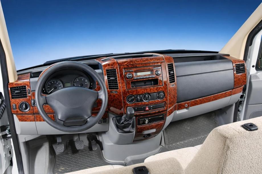 Volkswagen Crafter 2006-2016 гг. Накладки на панель приборов (50 деталей) Дерево Фото 1