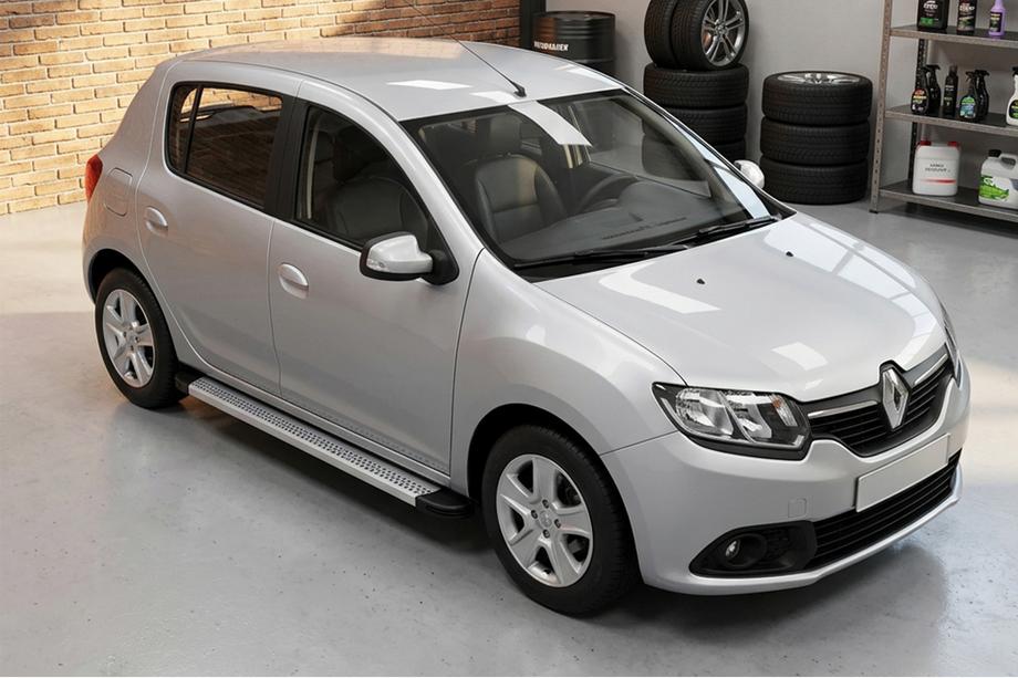 Dacia Sandero 2013-2020 гг. Боковые Подножки Maya V2 (2 шт., Алюминий) Image