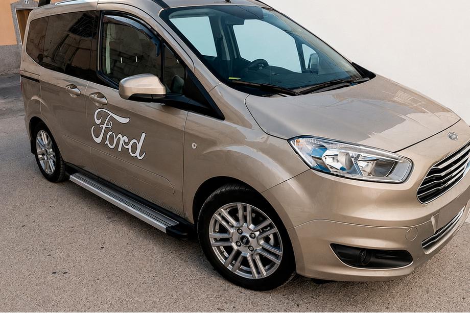 Ford Courier 2014-2023 гг. Боковые Подножки Maya V2 (2 шт., Алюминий) Image