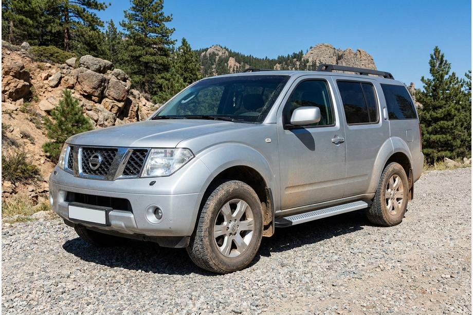 Nissan Pathfinder R51 2005-2014 гг. Боковые Подножки Maya V2 (2 шт., Алюминий) Image