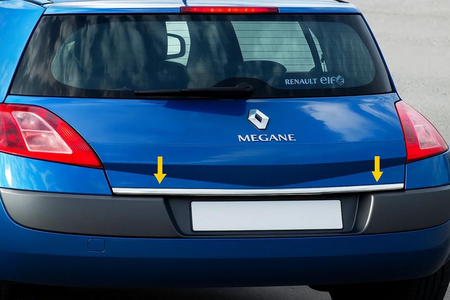 Renault Megane II 2004-2009 гг. Накладка на багажник нержавейка SD, Carmos - Турецкая сталь Фото 2