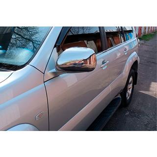 Накладки на Зеркала (2 шт., Нержавейка) Toyota Land Cruiser Prado 120 2002-2009 гг. фото 4
