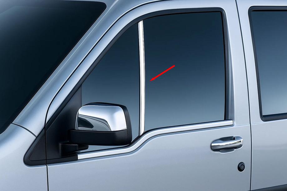 Вертикальные молдинги из нержавейки на форточку (2 шт.) Image