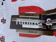 Volkswagen Polo 2010-2017 гг. Накладки на Пороги Nataniko (8 шт., Нержавейка) фото 4