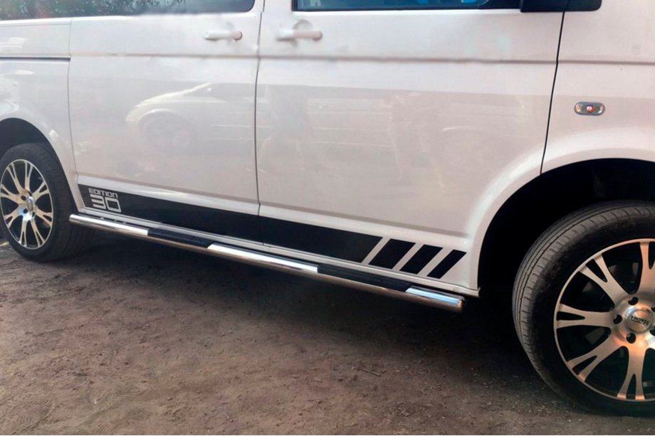 Volkswagen T5 2010-2015 гг. Боковые трубы (2 шт., нержавейка) 60мм, Короткая База Фото 8