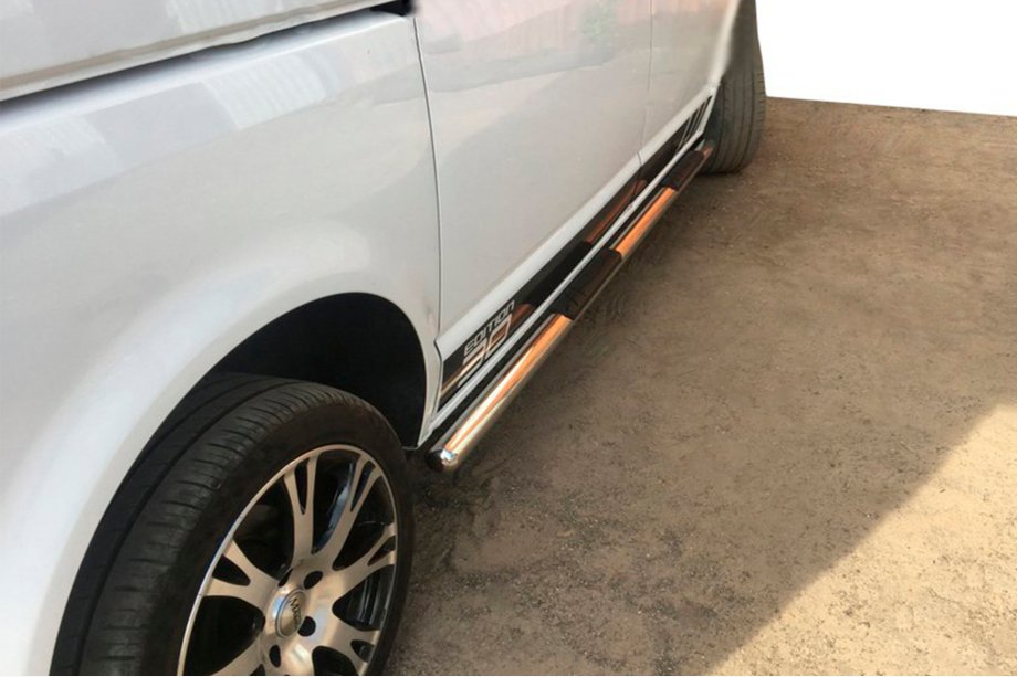 Volkswagen T5 Caravelle 2004-2010 гг. Боковые трубы (2 шт., нержавейка) Фото 11