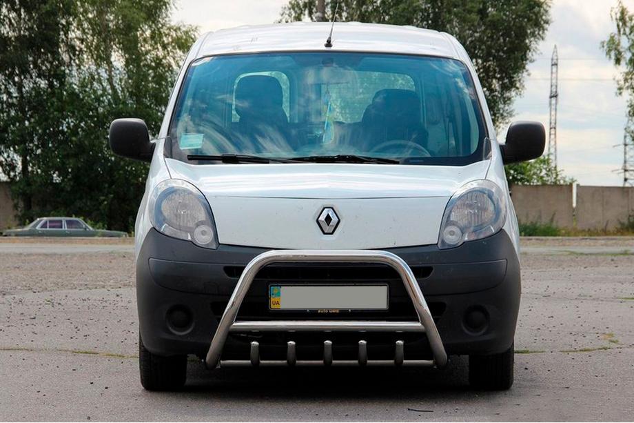 Renault Kangoo 2008–2020 гг. Защита переднего бампера WT003/004 (нержавейка) с надписью, 60 мм Фото 6