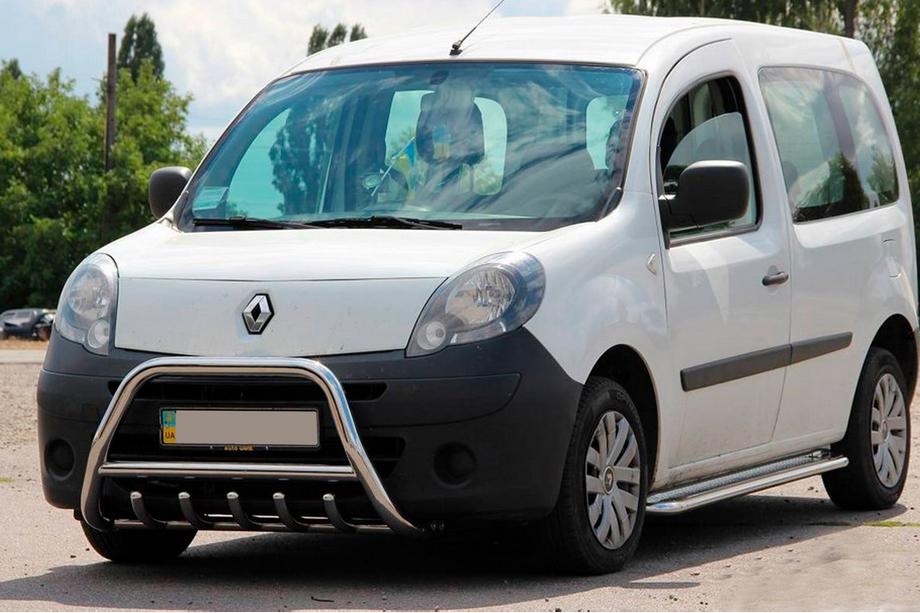 Renault Kangoo 2008–2020 гг. Защита переднего бампера WT003/004 (нержавейка) с надписью, 60 мм Фото 7