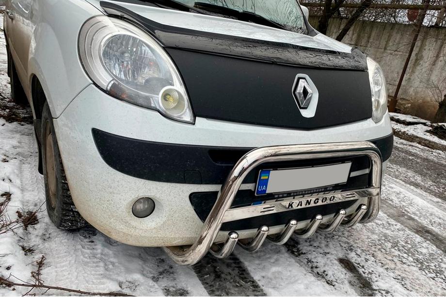 Renault Kangoo 2008–2020 гг. Защита переднего бампера WT003/004 (нержавейка) с надписью, 60 мм Фото 3