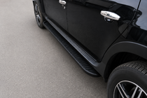 Dacia Duster 2008-2018 гг. Боковые Подножки Tayga V1 Черные (2 шт., Алюминий) фото 1