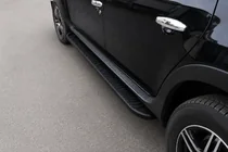 Dacia Duster 2008-2018 гг. Боковые Подножки Tayga V1 Черные (2 шт., Алюминий) фото 1