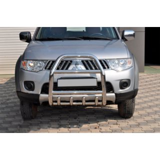 Передняя защита QT007 (нержавейка) Mitsubishi Pajero Sport 2008-2015 гг. фото 1